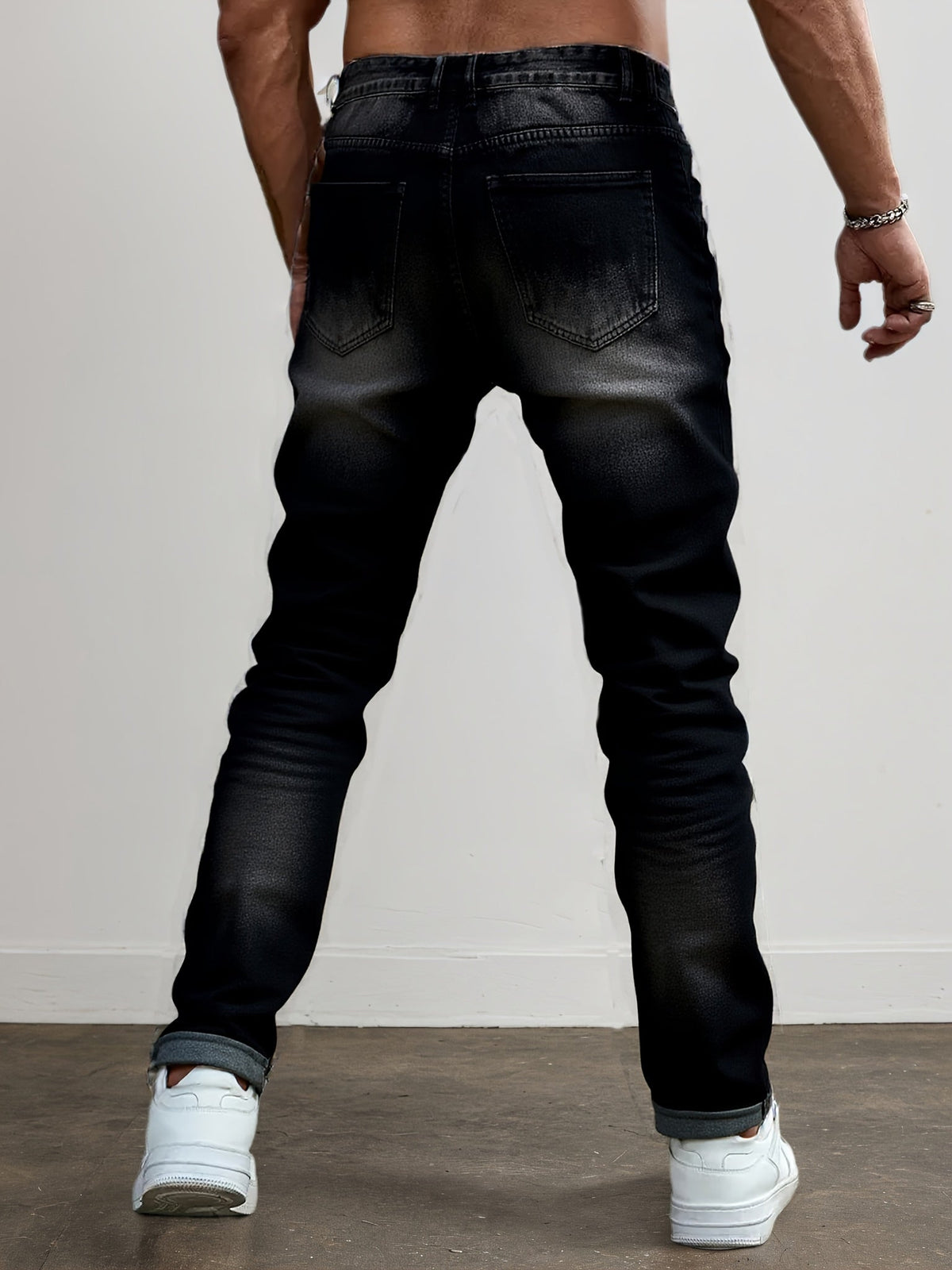 Rechte jeans met verwassen details