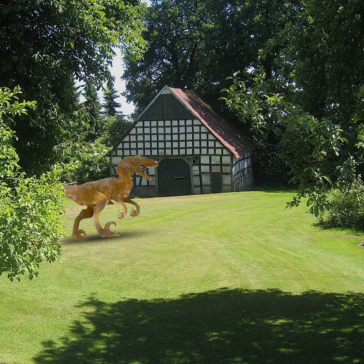 Metalen dinosaurusdecoratie voor de tuin