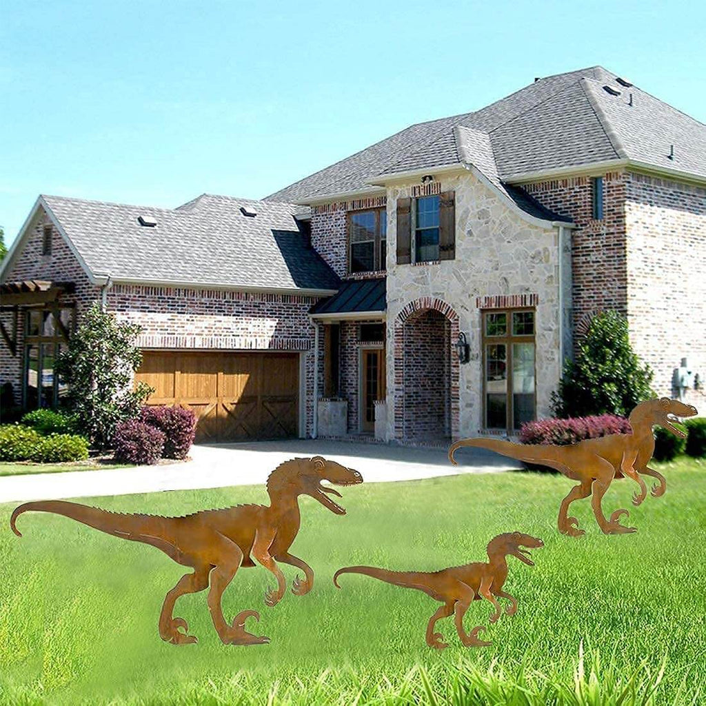 Metalen dinosaurusdecoratie voor de tuin