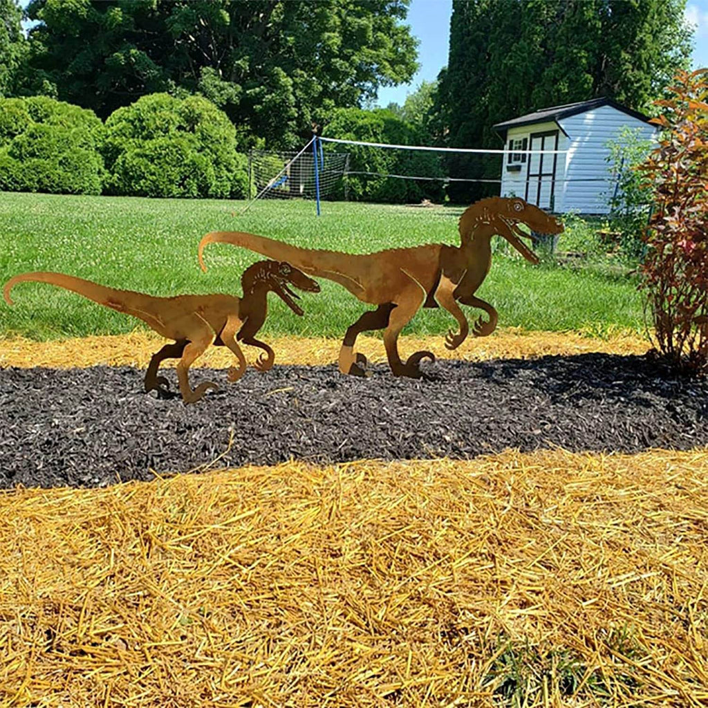 Metalen dinosaurusdecoratie voor de tuin