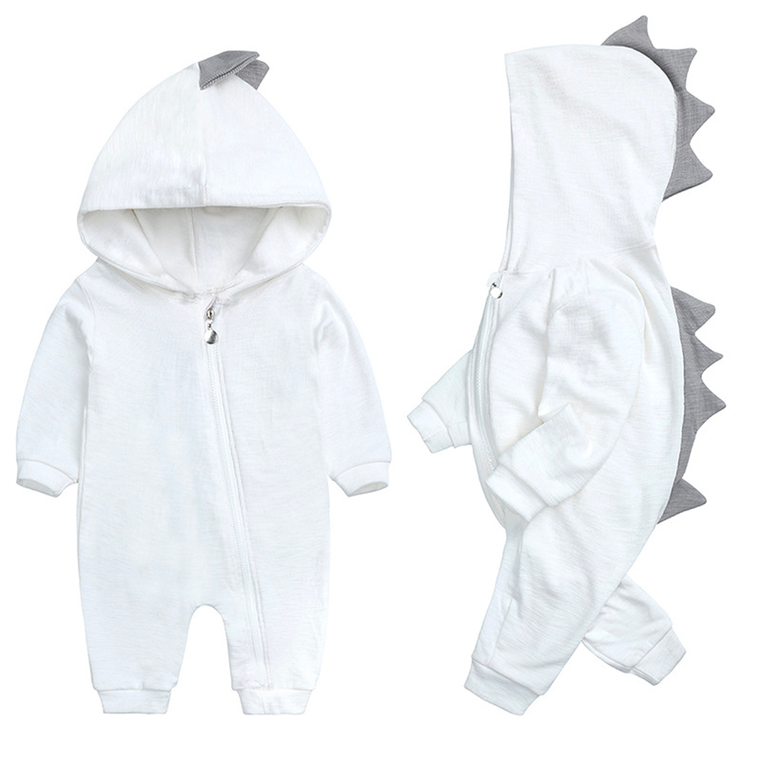 Schattige baby onesie met dinosauruskapje