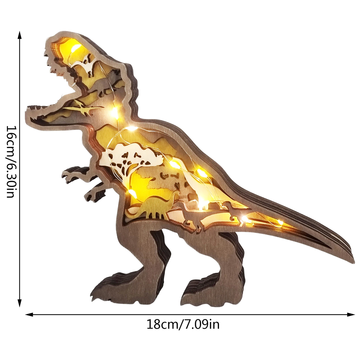 Houtgesneden 3D-dinosaurusornamenten — afbeelding 10