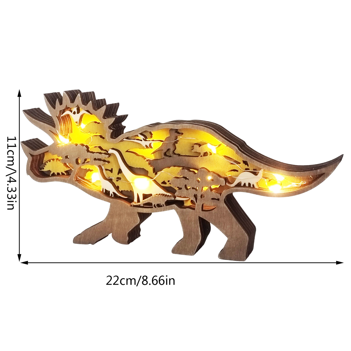 Houtgesneden 3D-dinosaurusornamenten