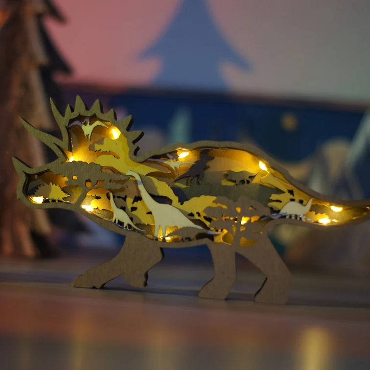 Houtgesneden 3D-dinosaurusornamenten