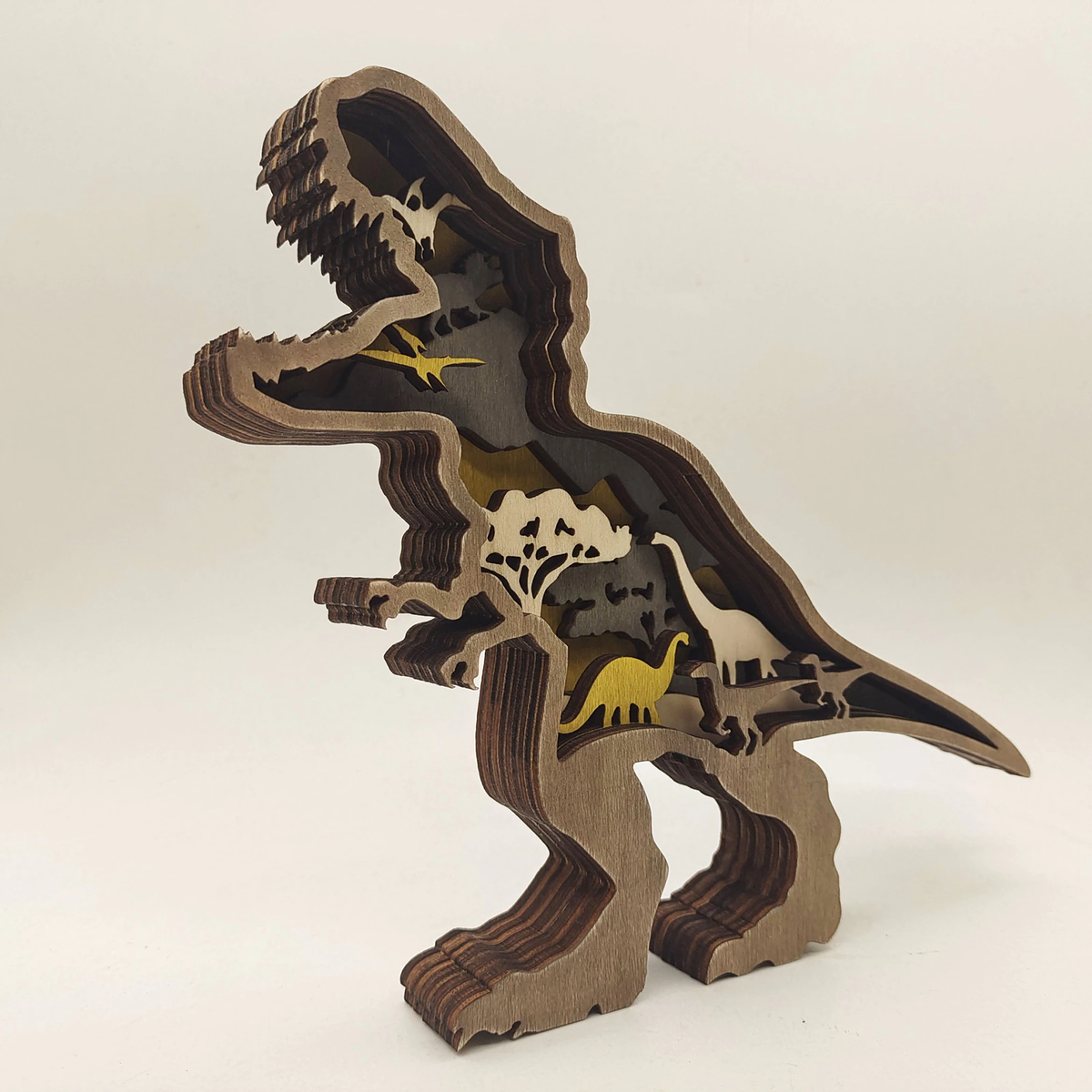 Houtgesneden 3D-dinosaurusornamenten — afbeelding 6