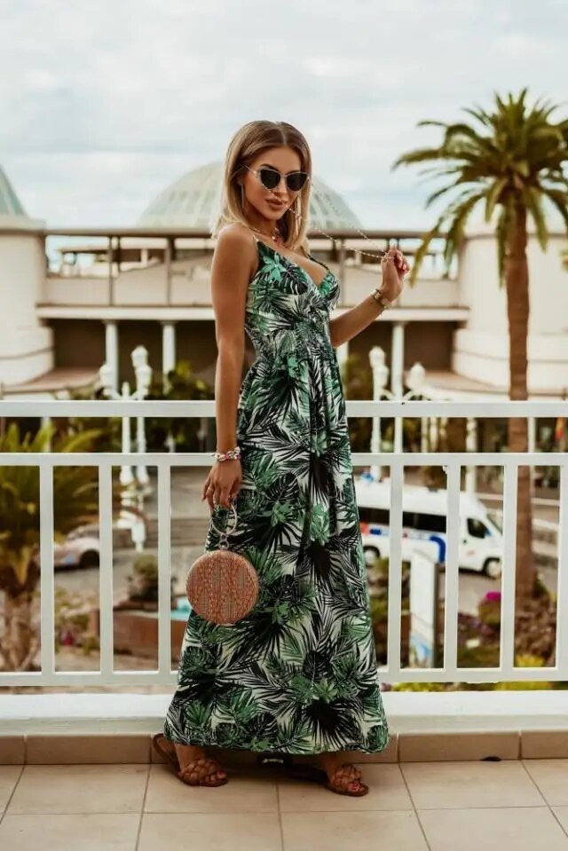 Boho maxi jurk met bloemenpatroon voor de zomer