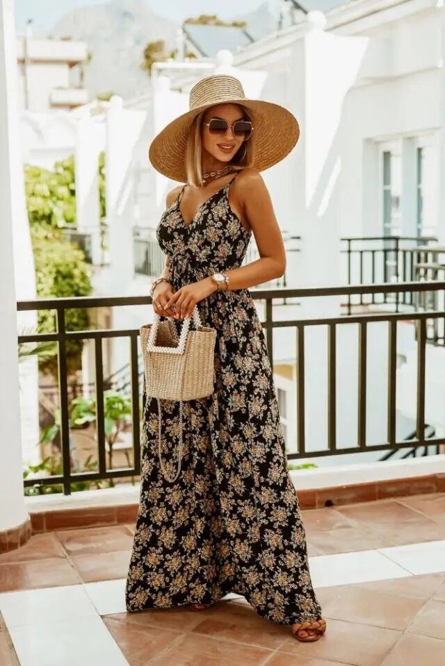 Boho maxi jurk met bloemenpatroon voor de zomer