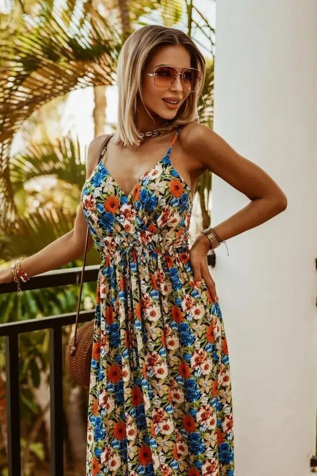 Boho maxi jurk met bloemenpatroon voor de zomer