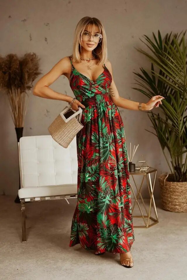 Boho maxi jurk met bloemenpatroon voor de zomer