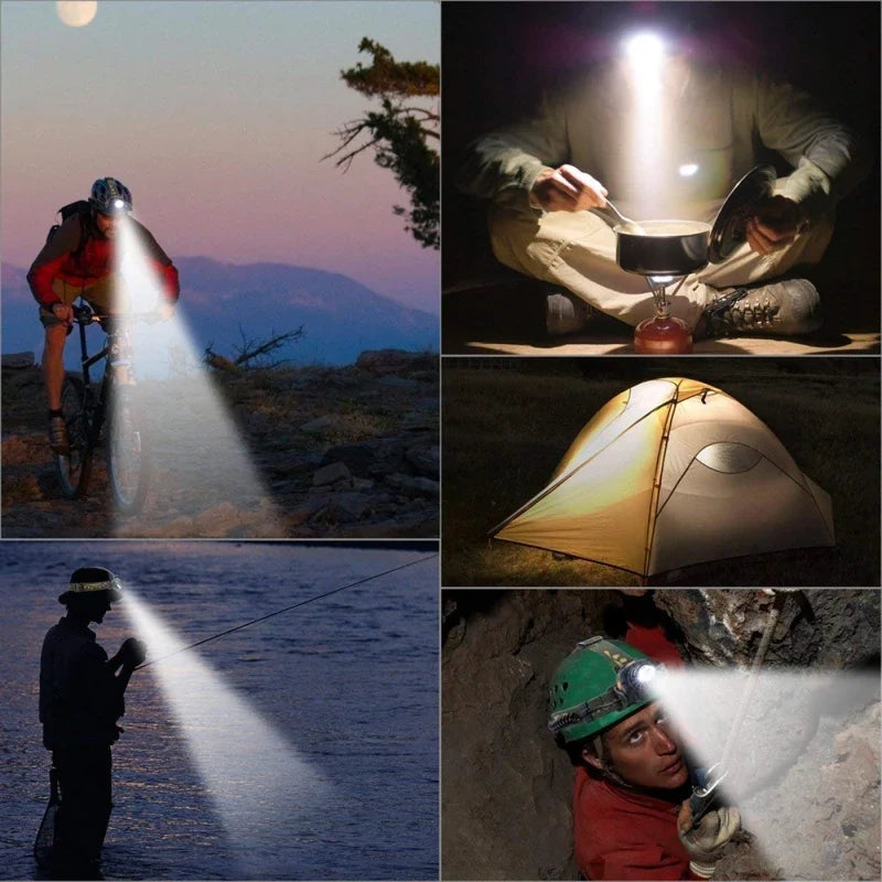 LED hoofdlamp met zoom & oplaadbare accu voor buitenactiviteiten