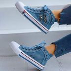 Hoge denim dames sneakers