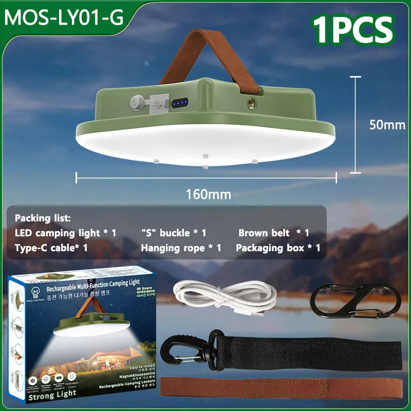 80w LED zonne-oplaadbare campinglamp met magneet en zoomfunctie