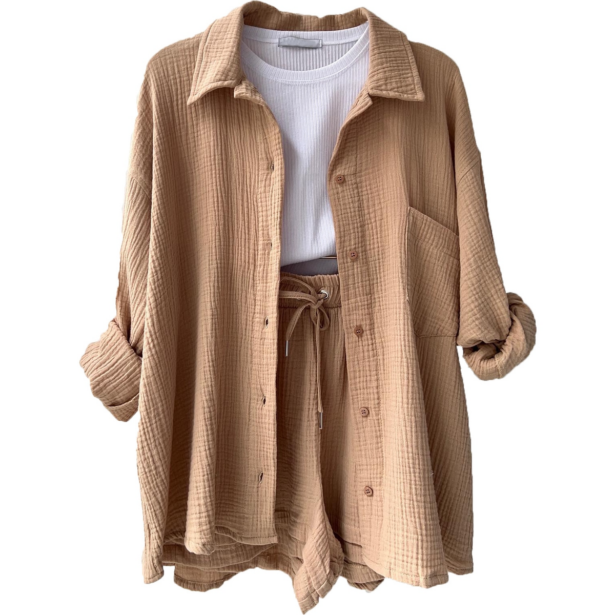 Ademend katoen co-ord-set voor dames