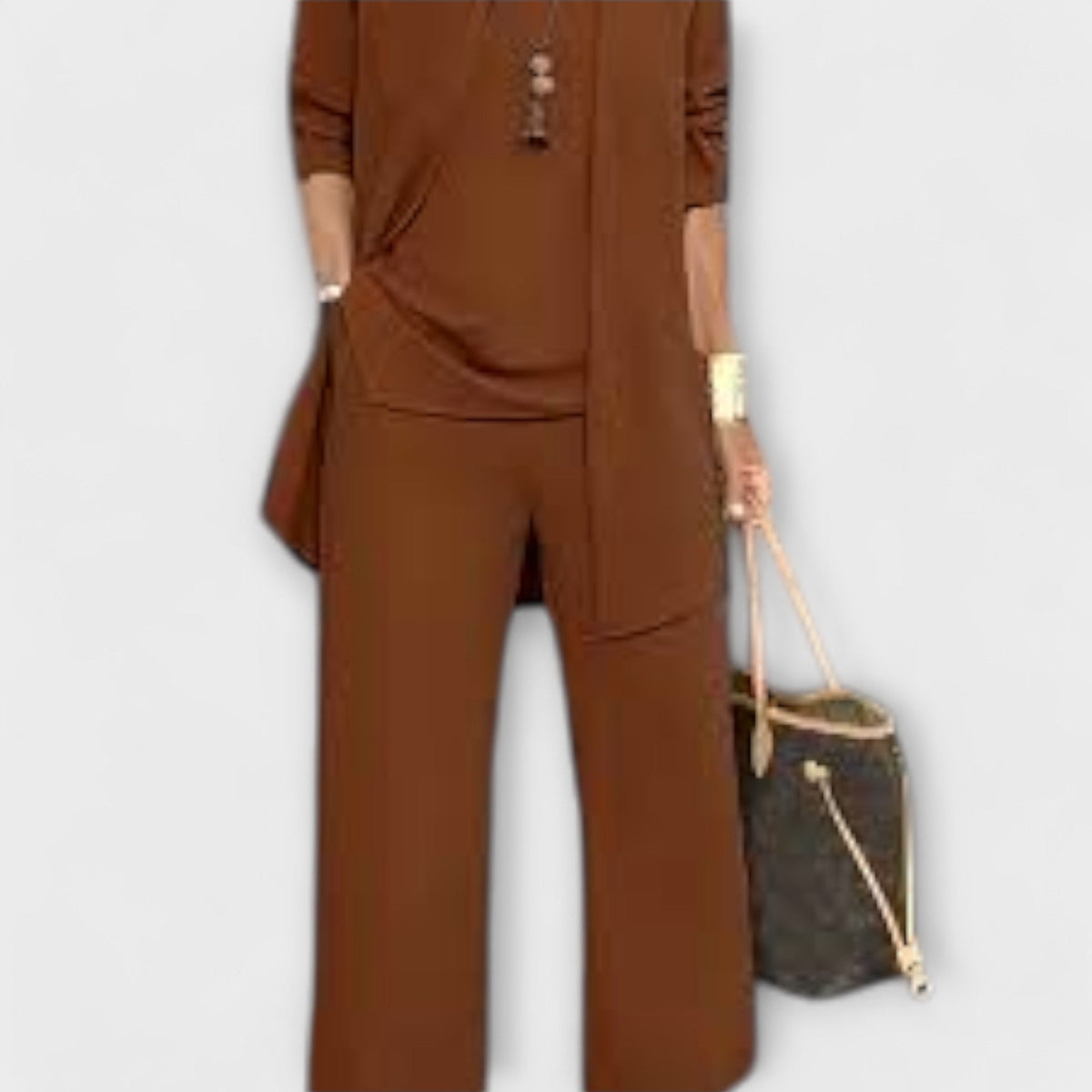 Fiona | Driedelige set met broek, top en vest
