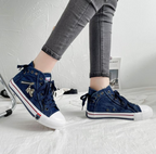 Hoge denim dames sneakers