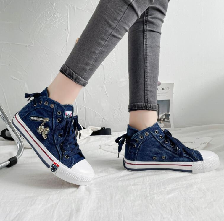 Hoge denim dames sneakers