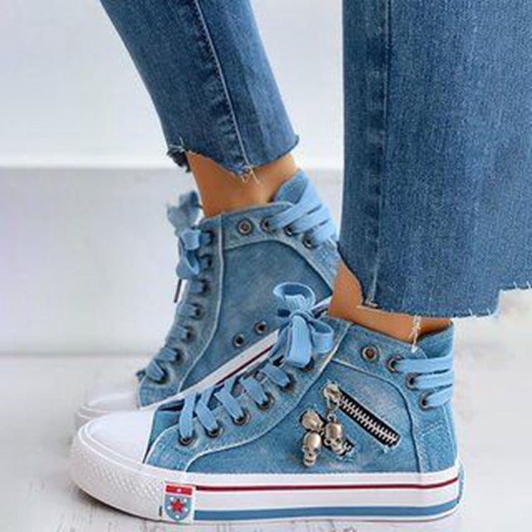 Hoge denim dames sneakers
