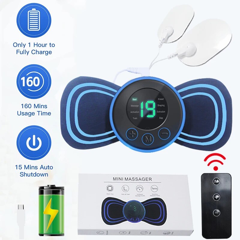 Draagbare elektrische mini nek massager met pad & afstandsbediening – intelligent