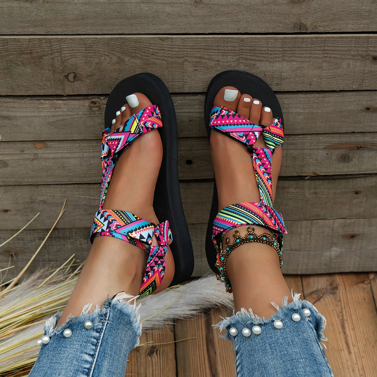 Lichte dames zomer sandalen met kleurenspel