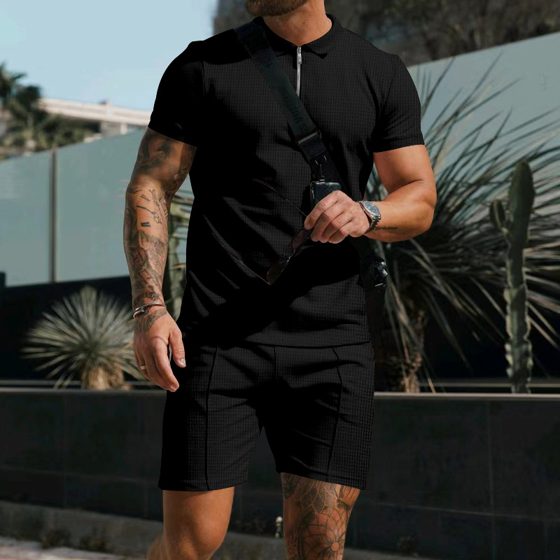 Heren zomerset met knoopoverhemd en korte broek