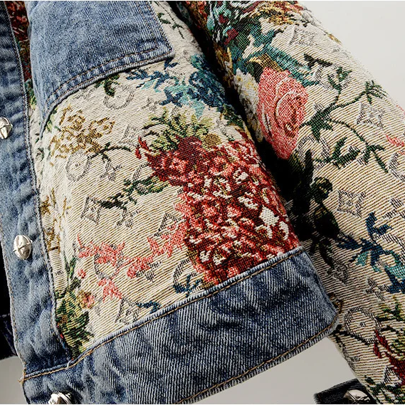 Bloemen denim jack voor dames