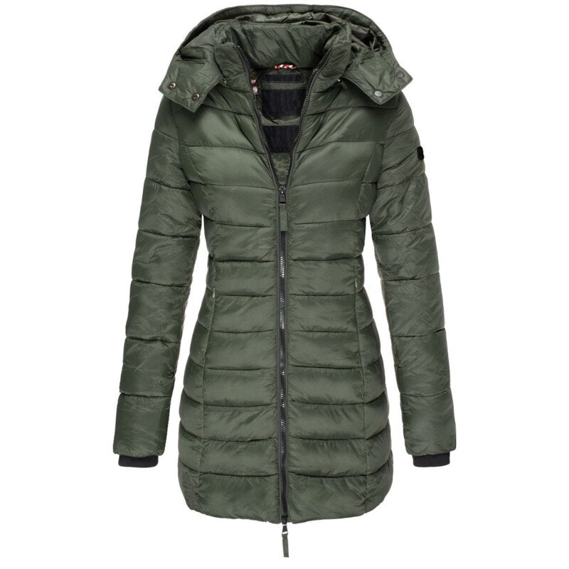 Warme dames donsjack met capuchon