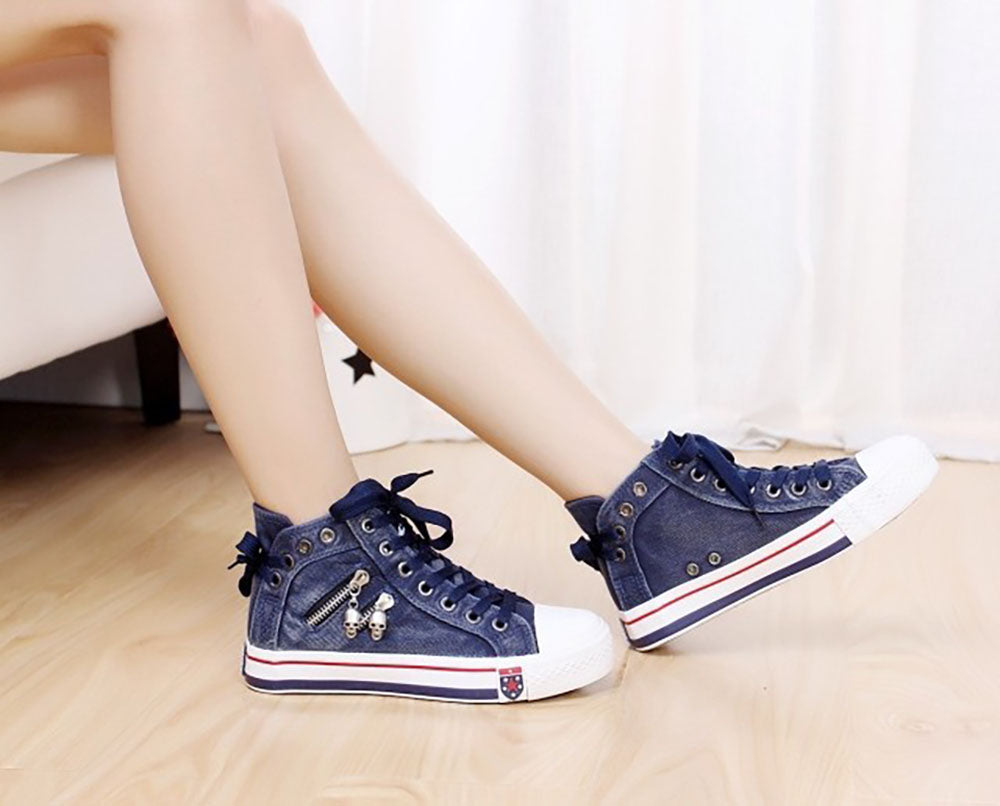 Hoge denim dames sneakers