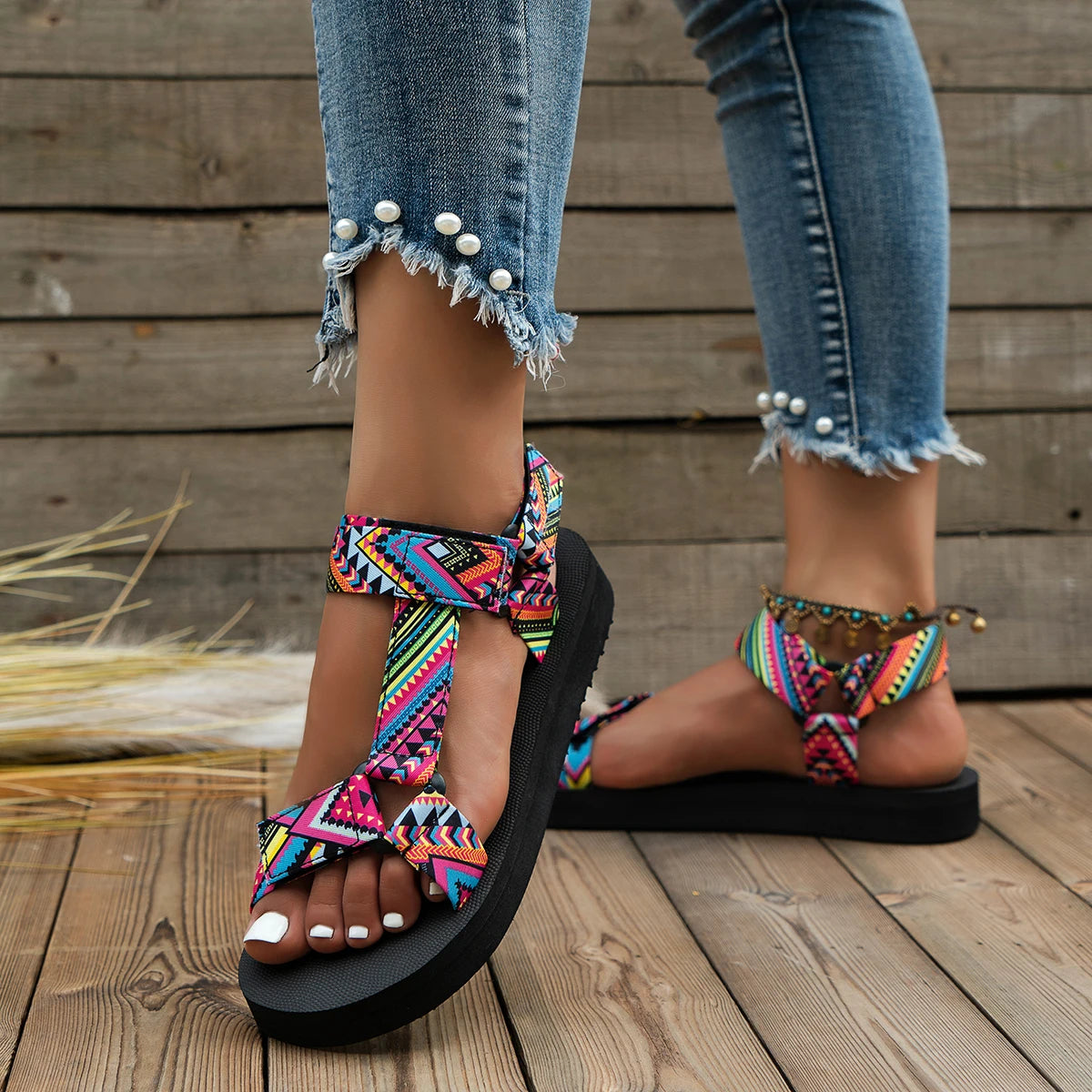 Lichte dames zomer sandalen met kleurenspel