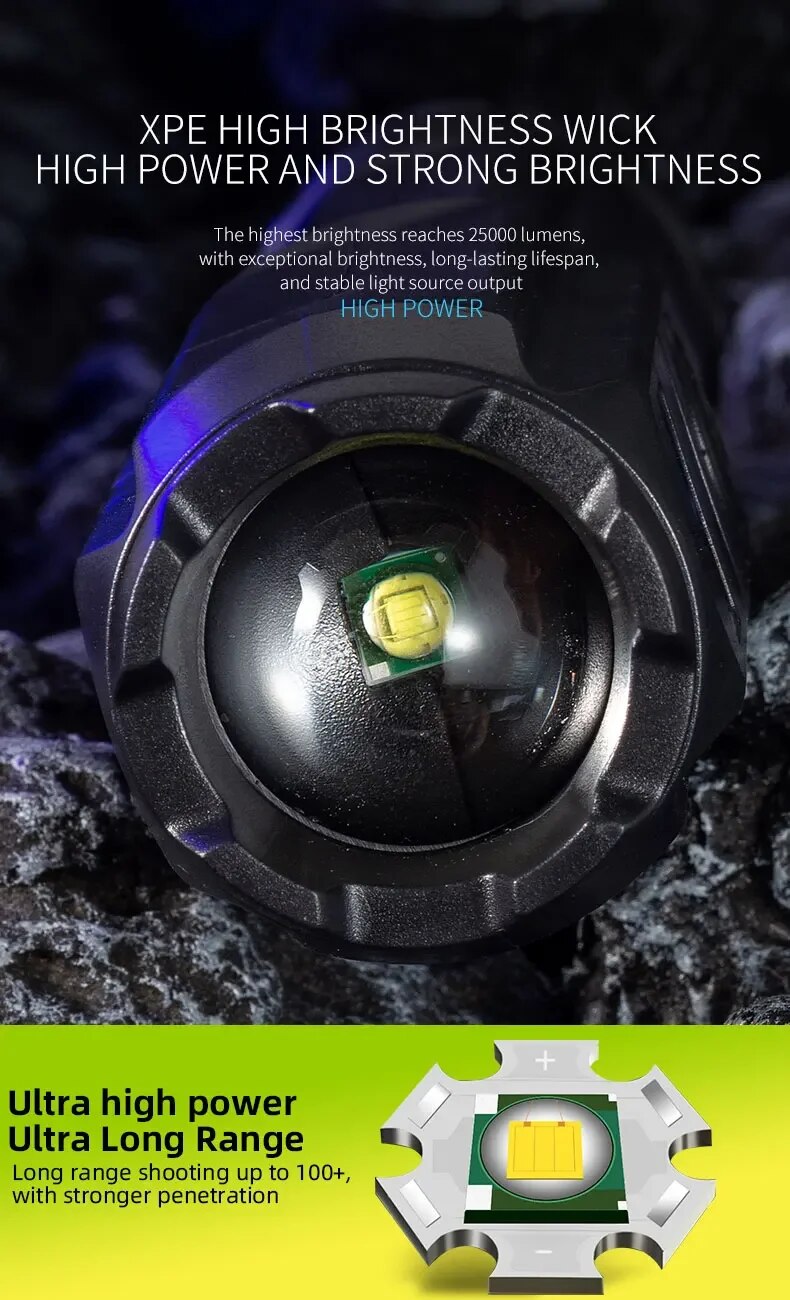Oplaadbare LED-campingzaklamp met zoom