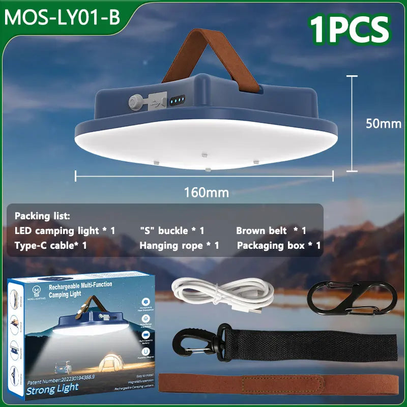 80w LED zonne-oplaadbare campinglamp met magneet en zoomfunctie