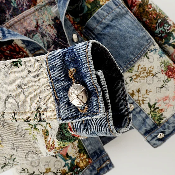 Bloemen denim jack voor dames