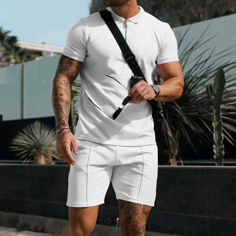 Heren zomerset met knoopoverhemd en korte broek
