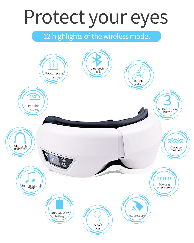 Oogmassageapparaat met luchtdruk, trilling, warmte en Bluetooth