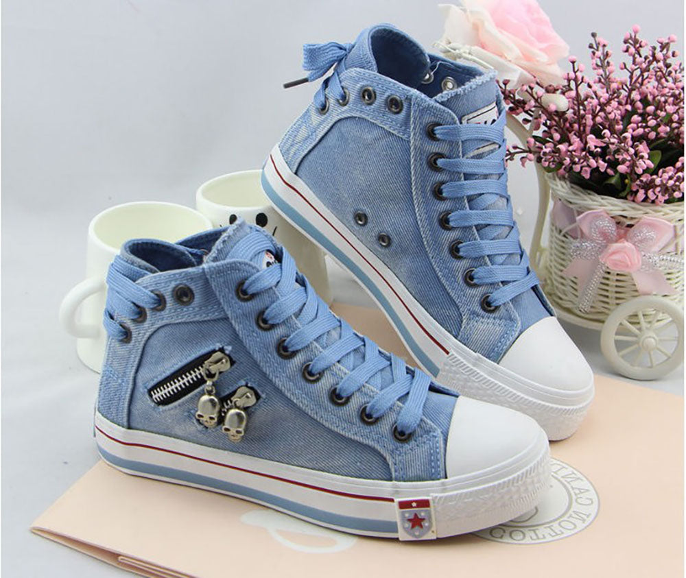Hoge denim dames sneakers