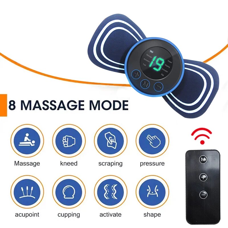 Draagbare elektrische mini nek massager met pad & afstandsbediening – intelligent