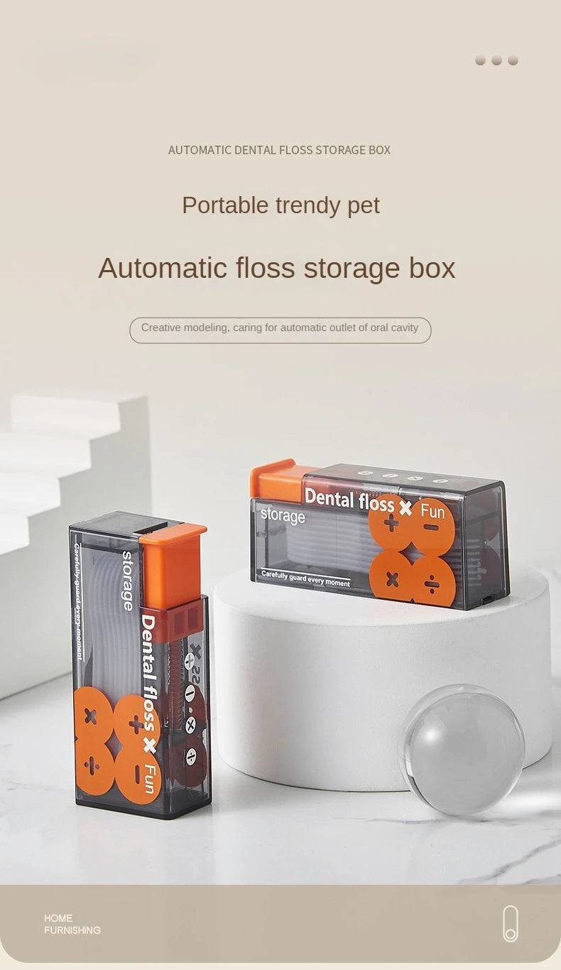 Draagbare flosdispenser met 10 automatisch uitwerpbare flossticks