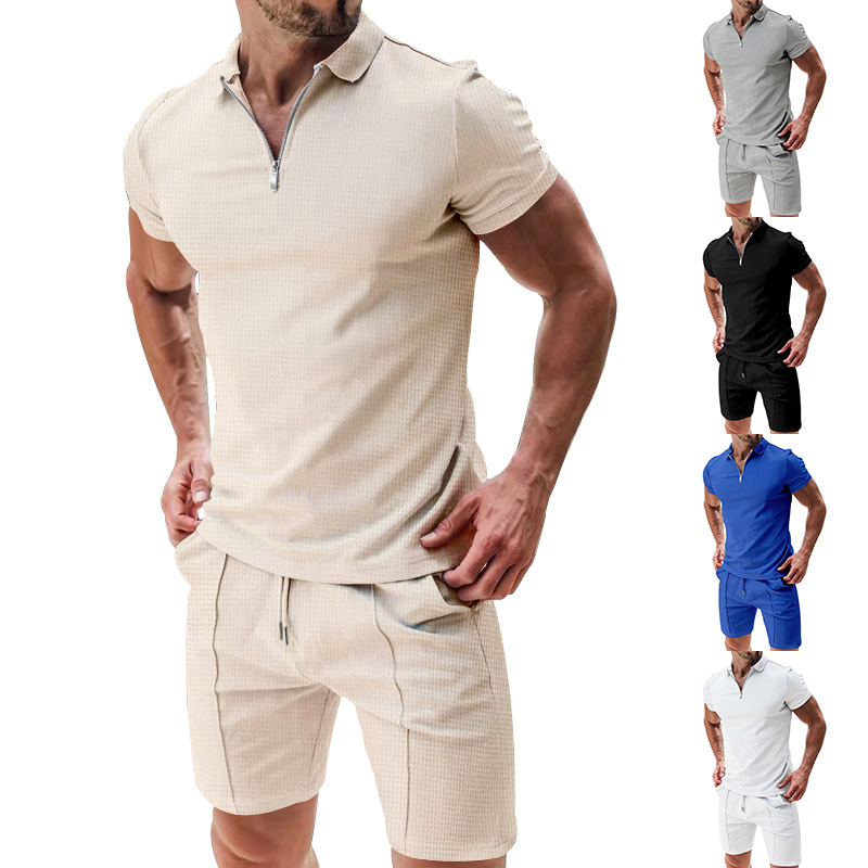 Heren zomerset met knoopoverhemd en korte broek
