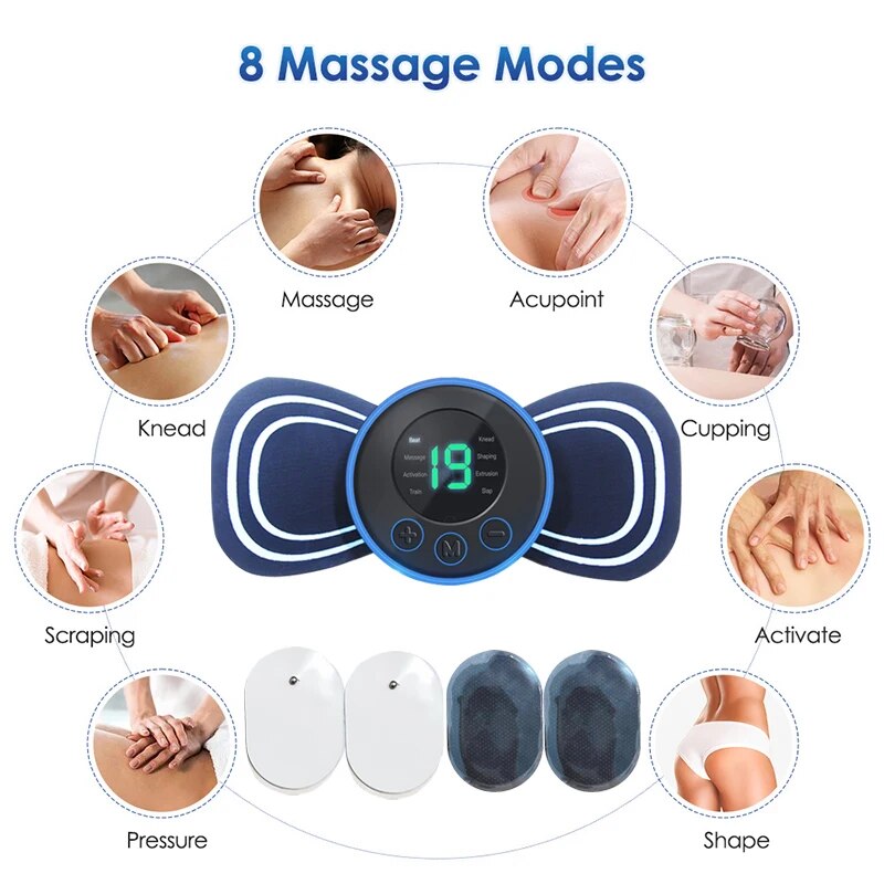 Draagbare elektrische mini nek massager met pad & afstandsbediening – intelligent