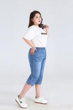 Leah plus size driekwartsbroek