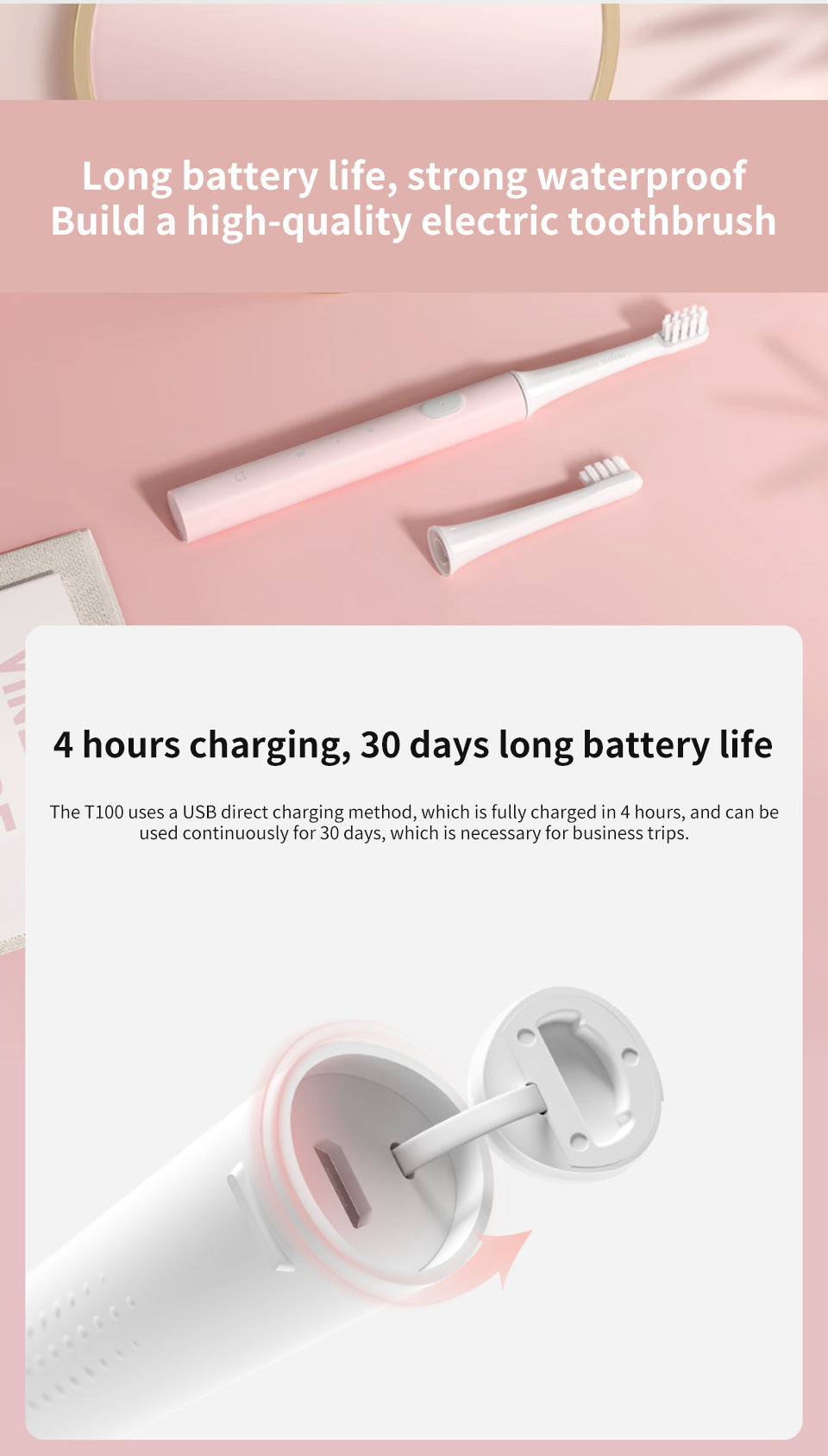 Sonische elektrische tandenborstel - en USB oplaadbaar