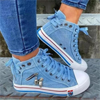 Hoge denim dames sneakers