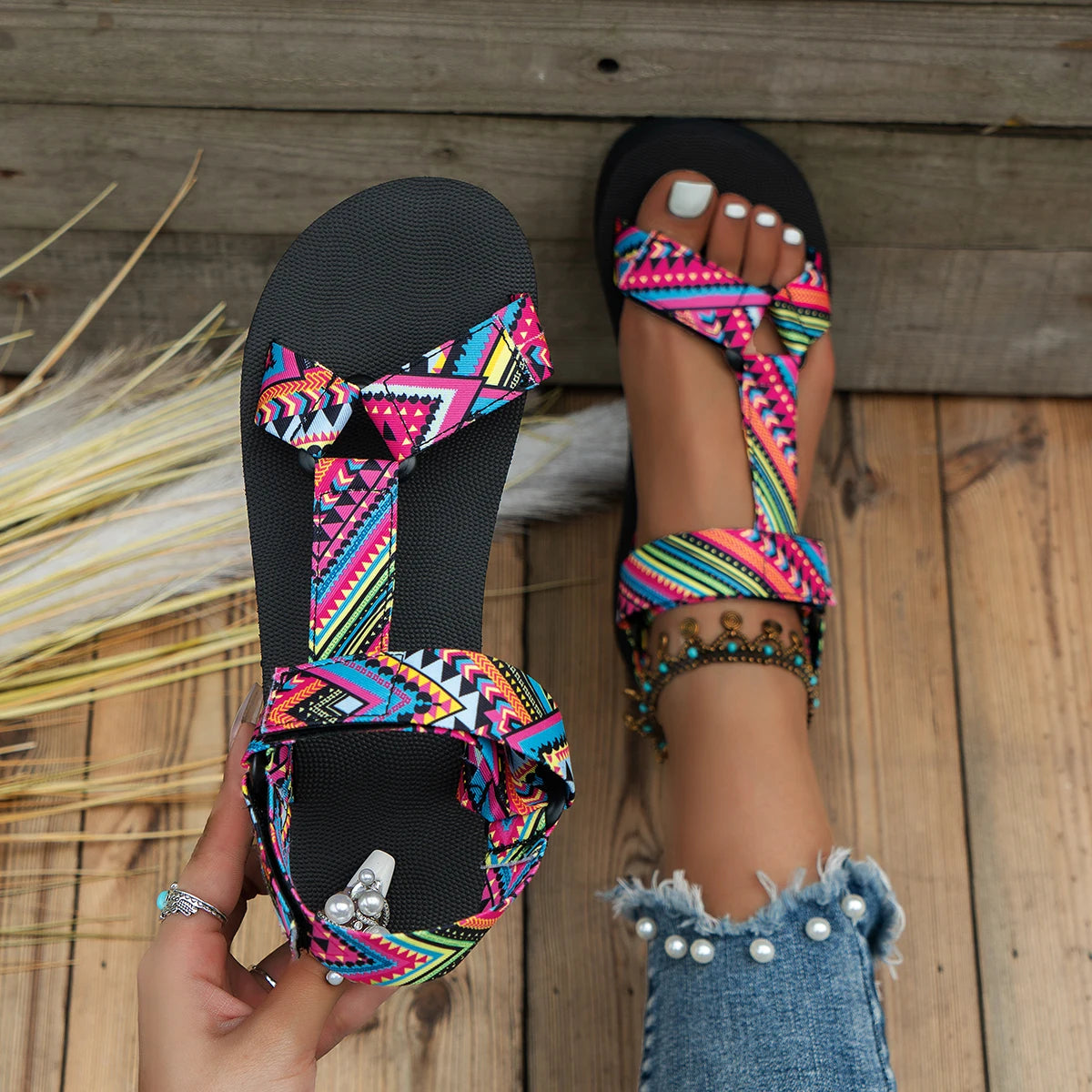 Lichte dames zomer sandalen met kleurenspel