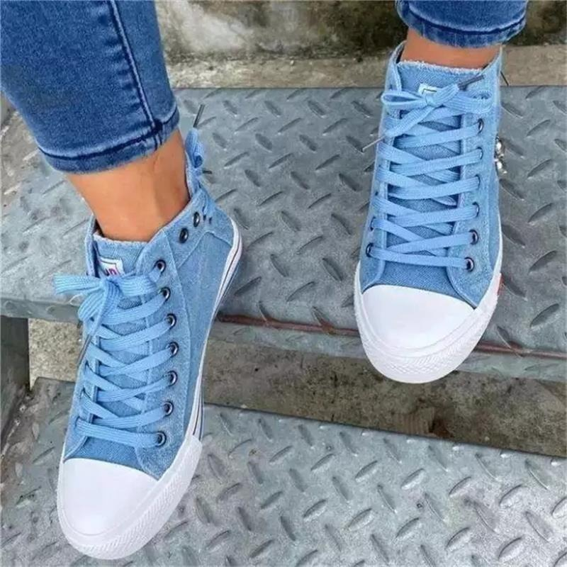 Hoge denim dames sneakers