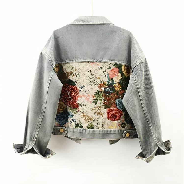 Bloemen denim jack voor dames