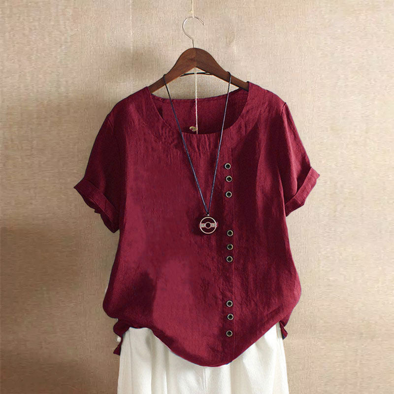 Effen T-Shirt met korte mouwen en ronde hals – Noor