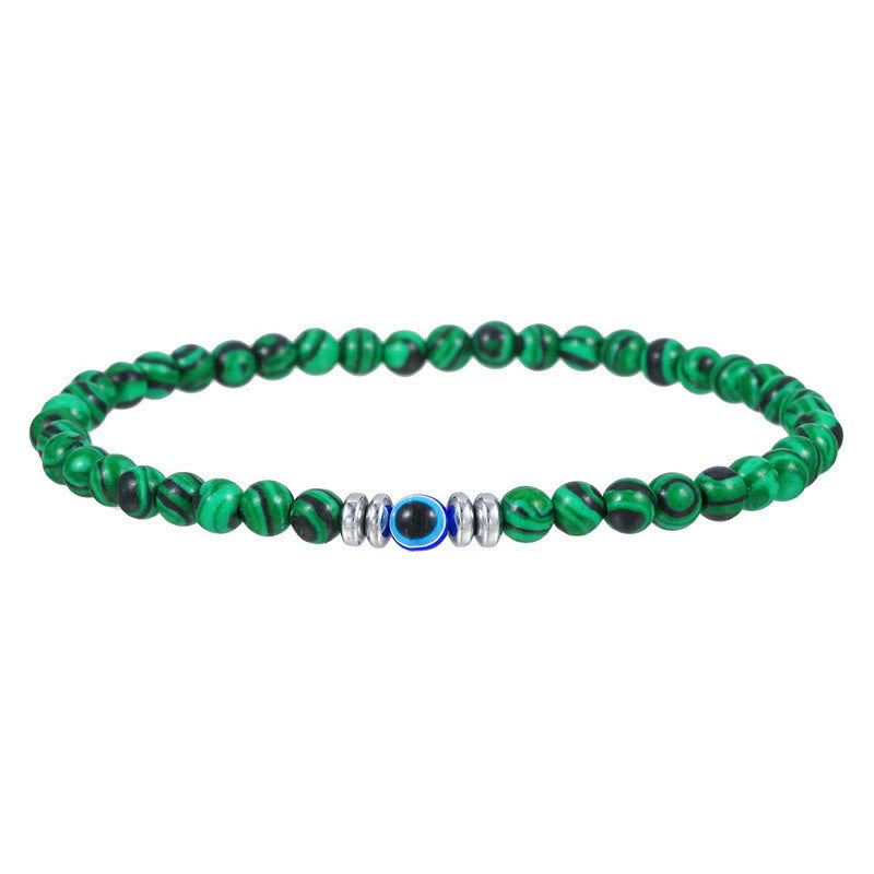 Mannen 4mm natuurlijke steen boze oog perlen armband