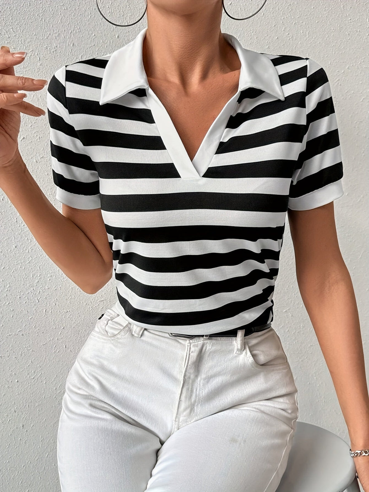 Stijlvol gestreept korte mouwen T-shirt voor dames