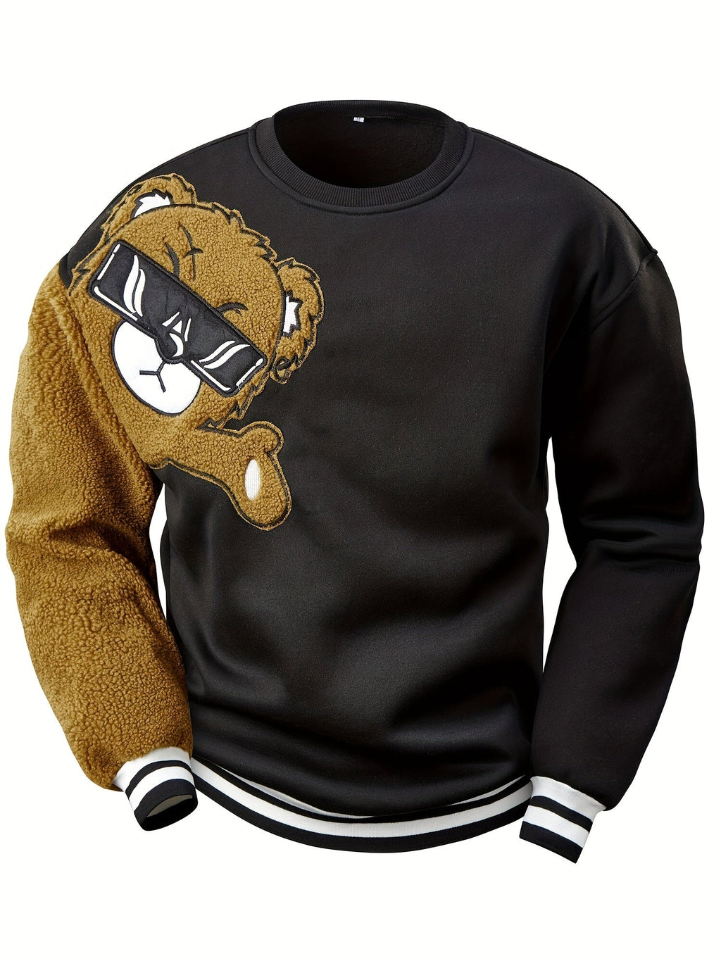 Heren sweatshirt met geborduurde cartoonbeer