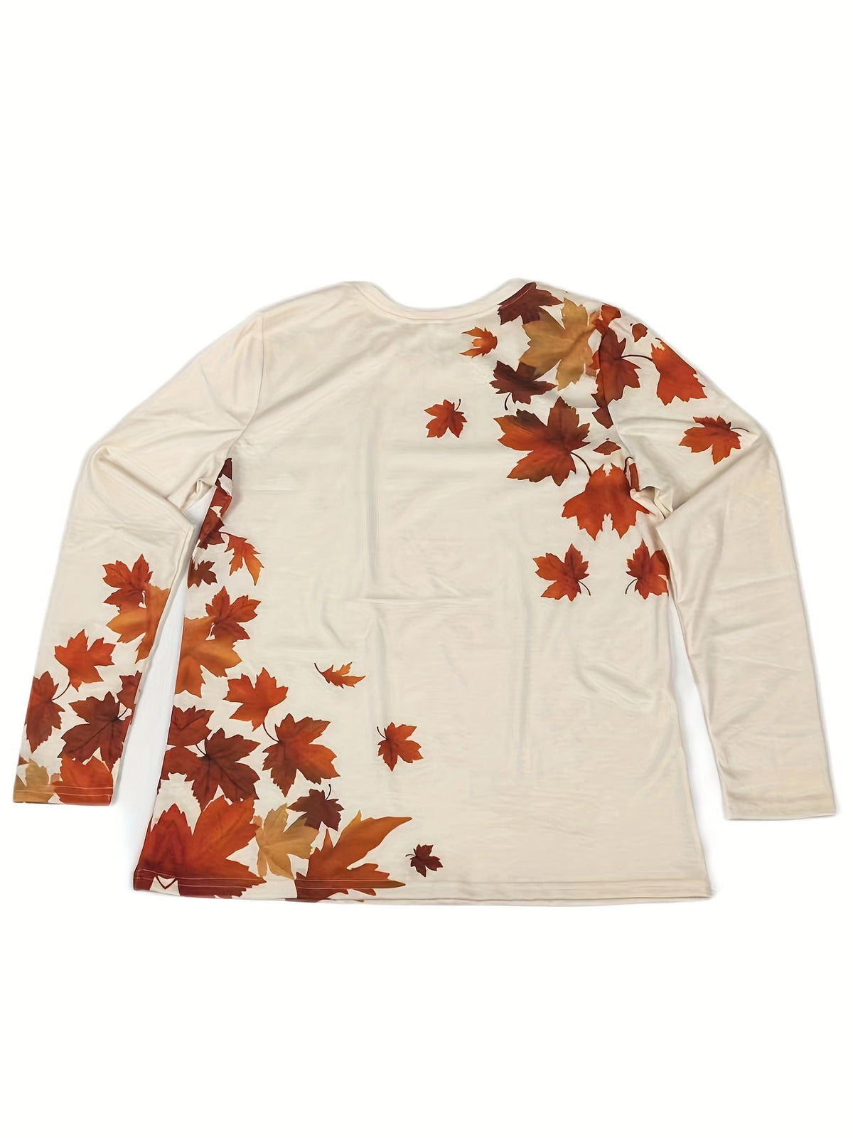 Dames T-shirt met esdoornbladprint en lange mouwen