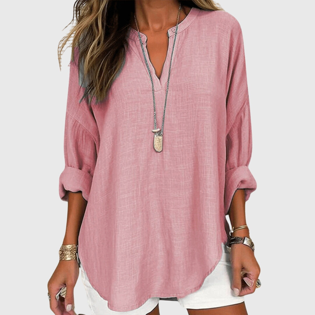 Adela | Losvallend shirt met ronde hals en lange mouwen
